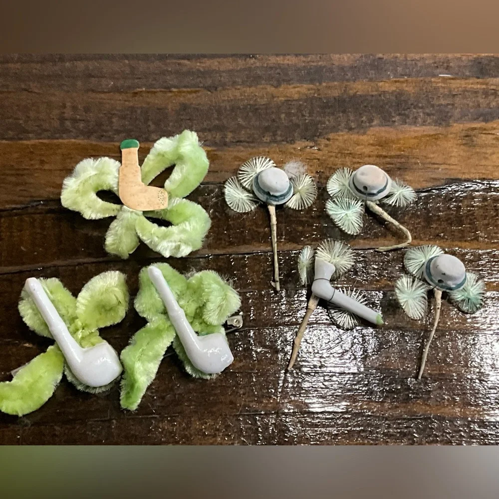 Vintage Lot of 7 St. Patrick’s Day Lapel Pins Felt Ceramic Hats Japan